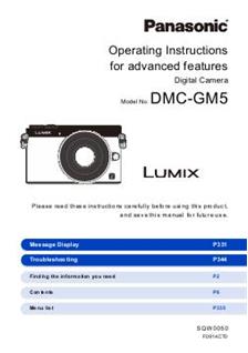 Panasonic Lumix GM5 manual. Camera Instructions.
